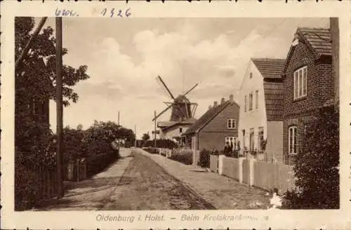 Ak Oldenburg in Holstein,  Kreiskrankenhaus, Windmühle