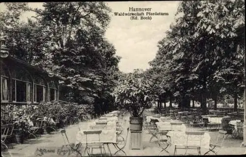 Ak Hannover in Niedersachsen, Waldwirtschaft Pferdeturm, Terrasse