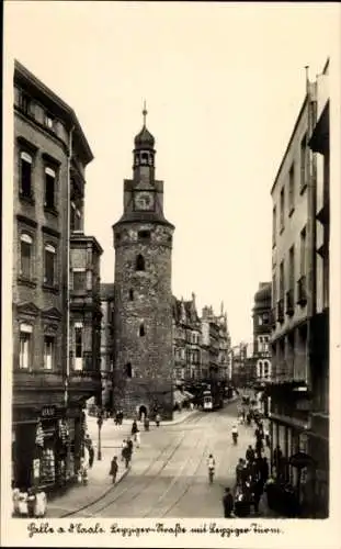 Ak Halle an der Saale, Leipziger Straße, Leipziger Turm