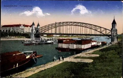 Ak Magdeburg an der Elbe, Königsbrücke, Dampfer