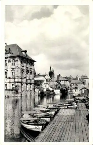 Ak Bamberg in Oberfranken, Steg, Boote, Wasserschloss Concordia