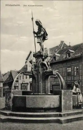 Ak Hildesheim in Niedersachsen, Katzenbrunnen