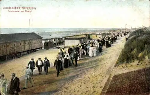 Ak Nordseebad Norderney Ostfriesland, Promenade am Strand