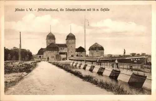 Ak Minden in Westfalen, Schachtschleuse, Mittellandkanal