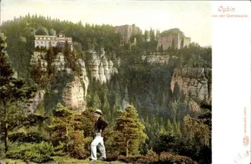 Ak Hain Oybin in der Oberlausitz, Gesamtansicht, Oertelwand