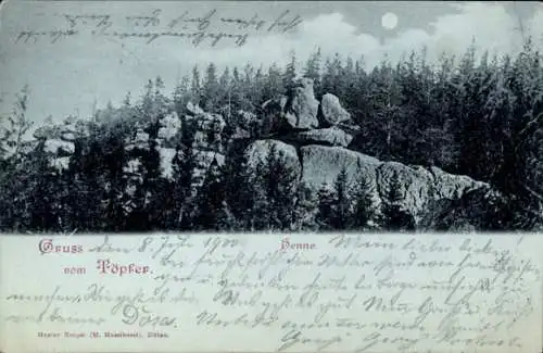 Ak Oybin in der Oberlausitz, Töpfer, Henne, Nachtansicht