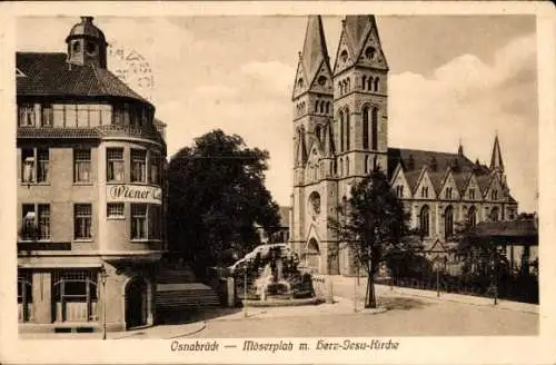 Ak Osnabrück in Niedersachsen, Möserplatz, Herz-Jesu-Kirche