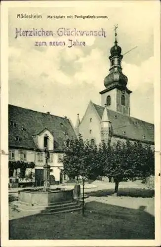 Ak Rüdesheim am Rhein, Marktplatz, Pankgrafenbrunnen