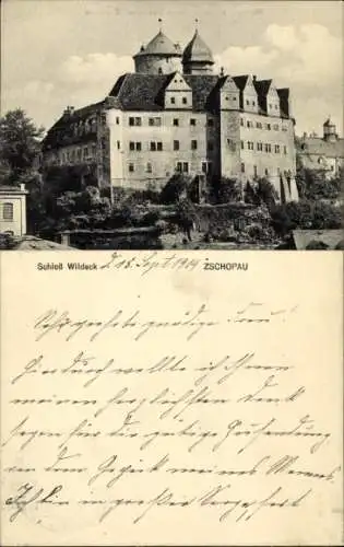 Ak Zschopau im Erzgebirge Sachsen, Schloss Wildeck