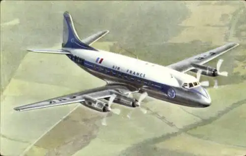 Ak Französisches Passagierflugzeug, Air France, Vickers Viscount