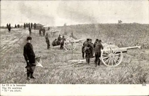 Ak Le 75 à la besogne, Geschütze, Soldaten, I. WK