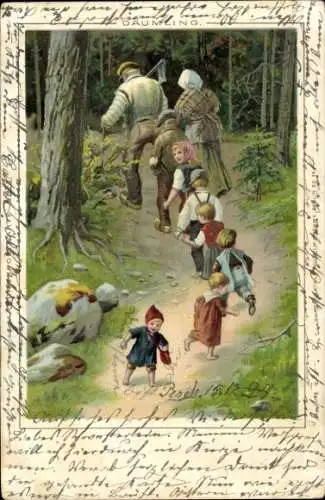 Litho Der kleine Däumling, Märchen, Wald, Tummeliten