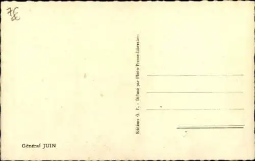 Ak General Alphonse Juin, Portrait, Marschall von Frankreich