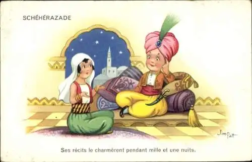 Künstler Ak Patt, Jim, Scheherazade, Ses recits le charmerent pendant mille et une nuits