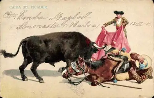 Litho Caida del Picador, Stierkampf, Torero