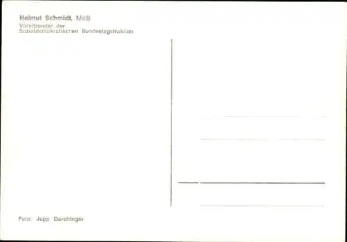 Ak Politiker Helmut Schmidt, Porträt, Autogramm