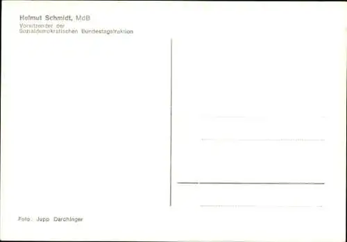 Ak Politiker Helmut Schmidt, Porträt, Autogramm