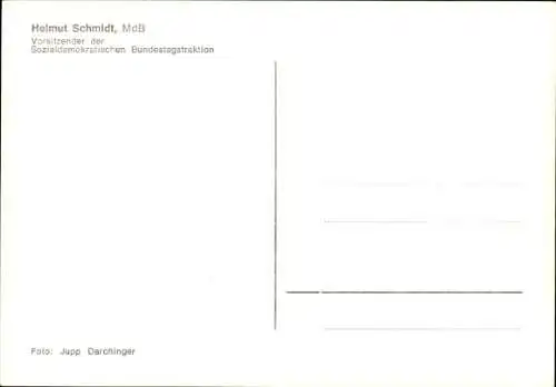 Ak Politiker Helmut Schmidt, Porträt, Autogramm