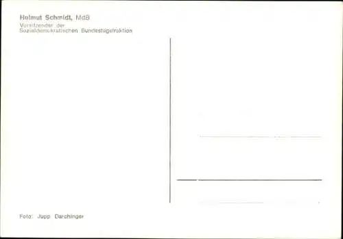 Ak Politiker Helmut Schmidt, Porträt, Autogramm