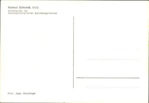 Ak Politiker Helmut Schmidt, Porträt, Autogramm