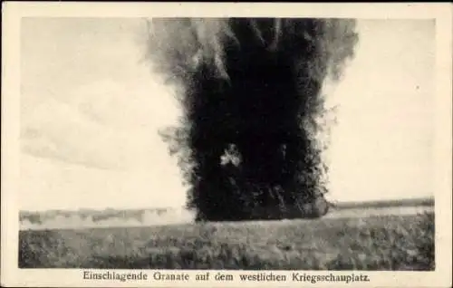 Ak Einschlagende Granate auf dem östlichen Kriegsschauplatz, Explosion, I. WK