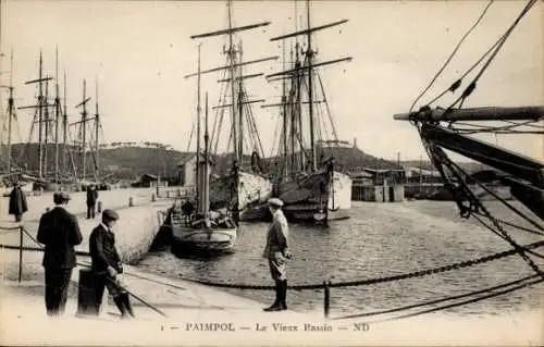 Ak Paimpol Côtes d’Armor, le Vieux Bassin, Segelschiffe