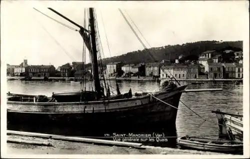 Ak Saint Mandrier sur Mer Var, Gesamtansicht der Kais