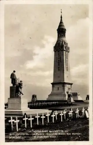 Ak Ablain Saint Nazaire Pas de Calais, Notre Dame de Lorette, Nationalfriedhof, Monument