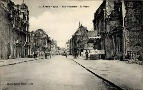 Ak Arras Pas de Calais, Rue Gambetta, La Poste