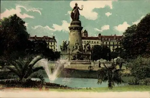 Ak Lyon Rhône, Denkmal der Republik, Place Carnot