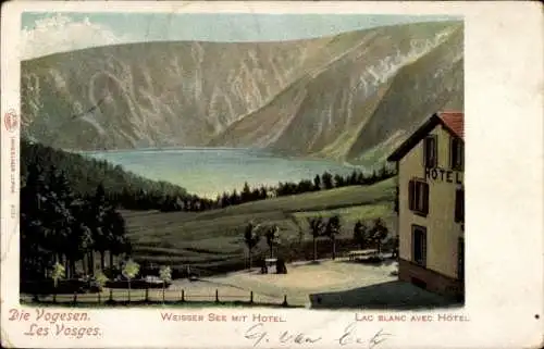 Ak Orbey Urbeis Elsass Haut Rhin, Lac Blanc, Weißer See mit Hotel