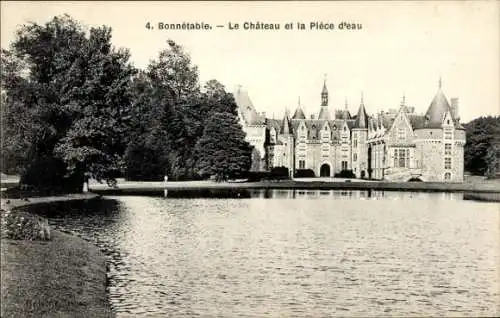 Ak Bonnétable Sarthe, Schloss am Wasser