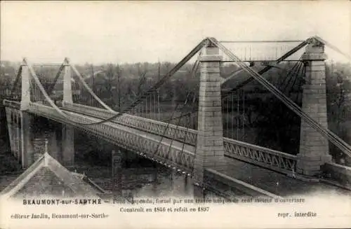 Ak Beaumont Sarthe, Hängebrücke