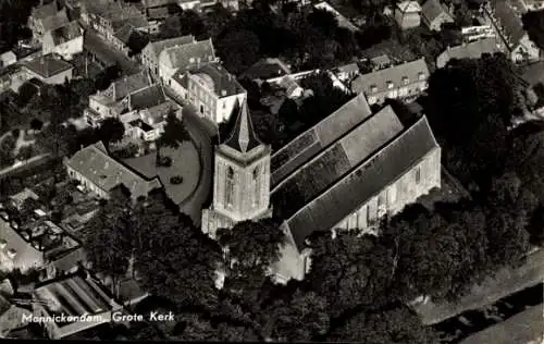 Ak Monnikendam Waterland Nordholland Niederlande, Grote Kerk, Flugbild