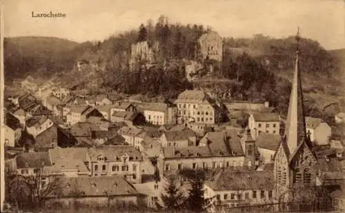 Ak Larochette Fels Luxemburg, Stadtansicht mit Kirche