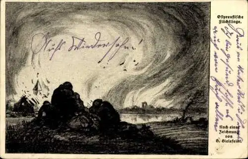 Künstler Ak Bielefeldt, B., Ostpreußen, Flüchtlinge, Ostpreußenhilfe 1915 München