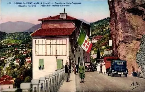 Ak Grimaldi di Ventimiglia Liguria, Frontiera Italiana, Grenze Italien Frankreich