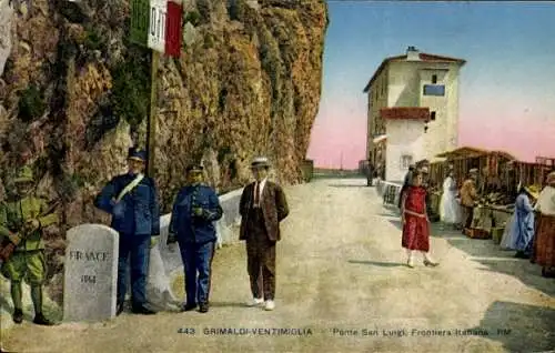 Ak Grimaldi di Ventimiglia Liguria, Ponte San Luigi, Frontiera Italiana