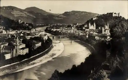 Ak Mülln Salzburg in Österreich, Gesamtansicht, Fluss