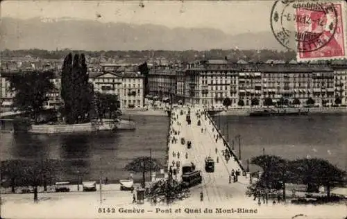 Ak Genève Genf Stadt, Pont et Quai du Mont Blanc  