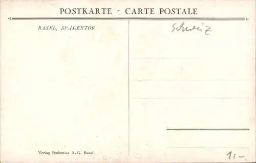 Ak Basel Stadt Schweiz, Spalentor
