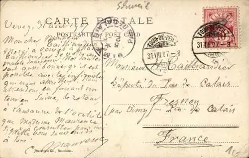 Ak Vevey Kanton Waadt, Gesamtansicht