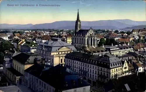 Ak Basel Bâle Stadt Schweiz, Stadttheater, Elisabethenkirche