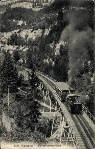 Ak Vitznau Kanton Luzern, Rigibahn, Schnurtobelbrücke