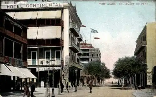 Ak Port Said Ägypten, Boulevard du Port, Blick auf das Hotel Continental