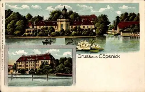 Litho Berlin Köpenick, Blick zur Schlosskirche