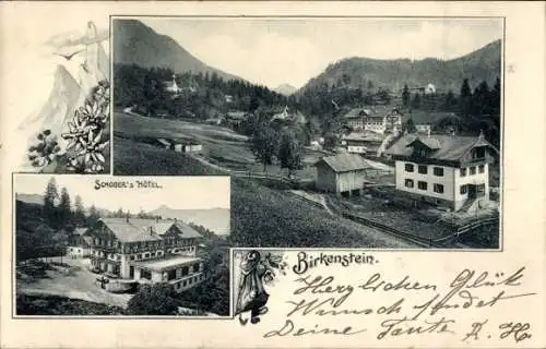 Ak Birkenstein Fischbachau in Oberbayern, Gesamtansicht, Schober´s Hotel