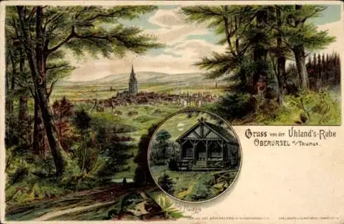 Litho Oberursel im Taunus Hessen, Gesamtansicht, Gruß von der Uhland´s Ruhe