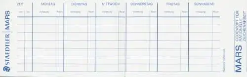 Stundenplan Stadtler , Mars, Kollegplan, Zeichengeräte, Stifte