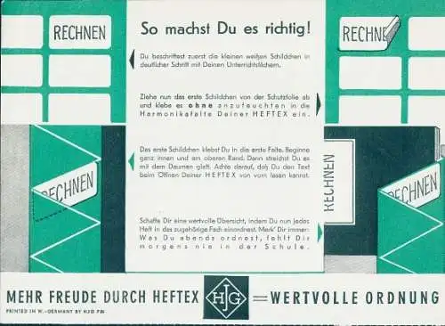 Stundenplan Heftex Ordner, Hefter, Schildchen Büromaterial um 1970